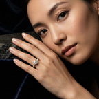 9ct Rose Gold Madison Three Stone Side Baguette Lab Diamond Ring model image