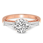 9ct Rose Gold Madison Three Stone Side Baguette Lab Diamond Ring front image