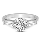 14kt White Gold Madison Three Stone Side Baguette Lab Diamond Ring front image