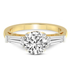 14kt Yellow Gold Madison Three Stone Side Baguette Lab Diamond Ring front image