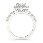 3.17 Ct Radiant Cut Vionna Round Halo Lab Diamond Ring in 14kt White Gold right