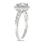 3.17 Ct Radiant Cut Vionna Round Halo Lab Diamond Ring in 14kt White Gold left
