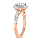 3.95 Ct Oval Cut Vionna Round Halo Lab Diamond Ring in 14kt Rose Gold left