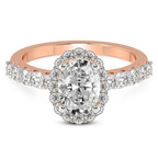 3.95 Ct Oval Cut Vionna Round Halo Lab Diamond Ring in 14kt Rose Gold front image
