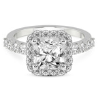 3.17 Ct Radiant Cut Vionna Round Halo Lab Diamond Ring in 14kt White Gold front image