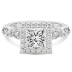 3.26 Ct Princess Cut Micaela Halo Lab Diamond Ring in 14kt White Gold front image