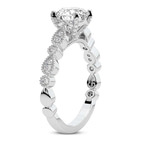 4.29 Ct Cushion Cut Filippa Milgrain Lab Diamond Ring in 14kt White Gold left
