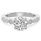 1.31 Ct Round Cut Filippa Milgrain Lab Diamond Ring in 18kt White Gold front image