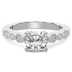 4.29 Ct Cushion Cut Filippa Milgrain Lab Diamond Ring in 14kt White Gold front image