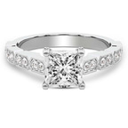 1.37 Ct Princess Cut Calista Side Stone Lab Diamond Ring in 14kt White Gold front image