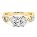 4.35 Ct PRINCESS Cut Harlow Twisted Shank Lab Diamond Ring in 14kt Yellow Gold front image