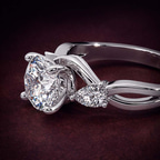 2.99 ct. oval Odette Three Stone Ring in 10kt rose gold color product image one