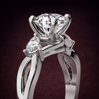 2.99 ct. oval Odette Three Stone Ring in 10kt rose gold color product image two