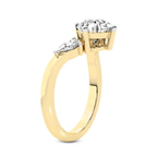4.60 Ct Pear Cut Joella Three Stone Chevron Lab Diamond Ring in 14kt Yellow Gold left