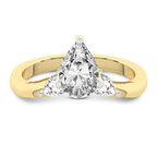 4.60 Ct Pear Cut Joella Three Stone Chevron Lab Diamond Ring in 14kt Yellow Gold front image