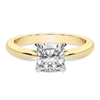 3.01 Ct Cushion Cut Azalea Classic Solitaire 2mm Lab Diamond Ring in 14kt Yellow Gold front image