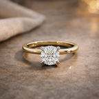 9ct Yellow Gold Mildred Hidden Halo Solitaire Lab Diamond Ring color product image one