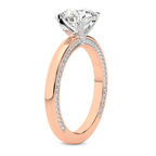 9ct Rose Gold Edith Lab Diamond Studded Petite Solitaire Lab Diamond Ring standing product image one