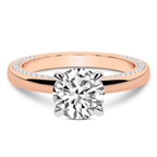 9ct Rose Gold Edith Lab Diamond Studded Petite Solitaire Lab Diamond Ring front image