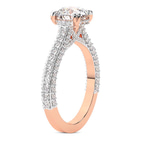 4.77 Ct Round Cut Eternia Criss Cross Side Halo Lab Diamond Ring in 14kt Rose Gold left