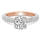 4.77 Ct Round Cut Eternia Criss Cross Side Halo Lab Diamond Ring in 14kt Rose Gold front image