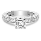 3.64 Ct Asscher Cut Regalia Milgrain Lab Diamond Ring in Platinum front image
