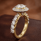 10kt Rose Gold Crowned Cresta Double Halo Lab Diamond Ring color product image one