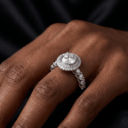 10kt Rose Gold Crowned Cresta Double Halo Lab Diamond Ring model image two