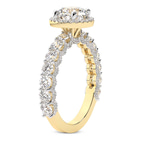 4.70 Ct Oval Cut Enchanté Side Stones Halo Lab Diamond Ring in 18kt Yellow Gold left