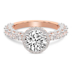 9ct Rose Gold Enchanté Side Stones Halo Lab Diamond Ring front image