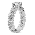4.40 Ct PEAR Cut Skylar Side Stone Encrusted Lab Diamond Ring in 14kt White Gold left
