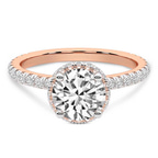 9ct Rose Gold Cleopatra Halo Lab Diamond Ring front image