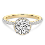 18ct Yellow Gold Cleopatra Halo Lab Diamond Ring front image