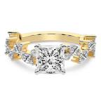 2.51 Ct Princess Cut Hester Petite Side Stone Lab Diamond Ring in 18kt Yellow Gold front image