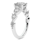 1.92 Ct Round Cut Frances Side Stone Lab Diamond Ring in 14kt White Gold left