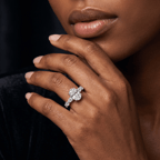 18ct Rose Gold Frances Side Stone Lab Diamond Ring model image two
