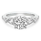 1.92 Ct Round Cut Frances Side Stone Lab Diamond Ring in 14kt White Gold front image