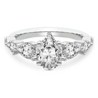 3.26 Ct Pear Cut Frances Side Stone Lab Diamond Ring in 14kt White Gold front image