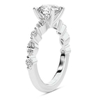 6.46 Ct Round Cut Pamela Eternity Side Stone Lab Diamond Ring in 14kt White Gold left