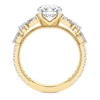 1.58 Ct HEART Cut Chrizan Round & Pear Side Stone Lab Diamond Ring in 14kt Yellow Gold right
