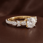 Platinum Chrizan Round & Pear Side Stone Lab Diamond Ring color product image one