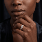 Platinum Chrizan Round & Pear Side Stone Lab Diamond Ring model image two