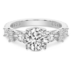 Platinum Chrizan Round & Pear Side Stone Lab Diamond Ring front image
