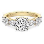 9ct Yellow Gold Chrizan Round & Pear Side Stone Lab Diamond Ring front image