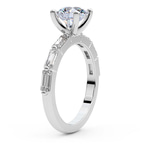4.16 Ct Emerald Cut Kimberly Baguette Side Stone Lab Diamond Ring in 14kt White Gold left