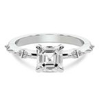 2.66 Ct Asscher Cut Sheryl Marquise Side Stone Lab Diamond Ring in Platinum front image