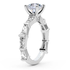 2.54 Ct PRINCESS Cut Gizele Tapered Side Stone Lab Diamond Ring in 18kt White Gold left