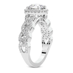 2.78 Ct Pear Cut Imperiella Halo Celtic Knot Lab Diamond Ring in 18kt White Gold left