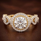 18kt Yellow Gold Prestigia Criss Cross Halo Lab Diamond Ring color product image one