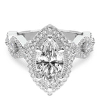 7.17 Ct Marquise Cut Prestigia Criss Cross Halo Lab Diamond Ring in 14kt White Gold front image